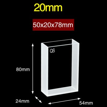 Quartz 20mm Quartz Two-Way Cuvette, 62.4ml, Sintered 83, Two-way Light, PTFE Cap, 1pc/ea, C202CR5
