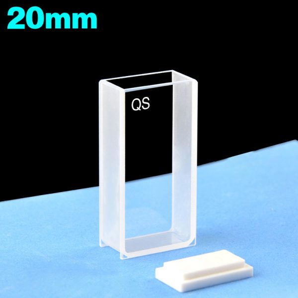 C202CR6 20mm Large Surface Light Transmitting Cuvette 10mm Two way Light PTFE Cap 1pc ea