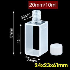 Quartz 20mm Threaded Cuvette, 10ml, Sintered 83, Two-Way Light, Screw Cap, 1pc/ea, C202TS