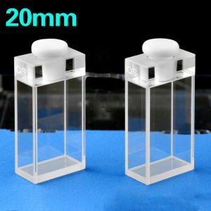 Quartz 20mm Fluorescence Stopper Cuvette, 7ml, Standard 80, Four-Way Light, Stopper, Pack of Two, C204SS1