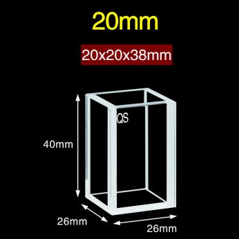 Quartz 20mm Quartz Fluorescence Cuvette, 12ml, Sintered 83, Five-Way Light, PTFE Cap, 1pc/ea, C205CR1