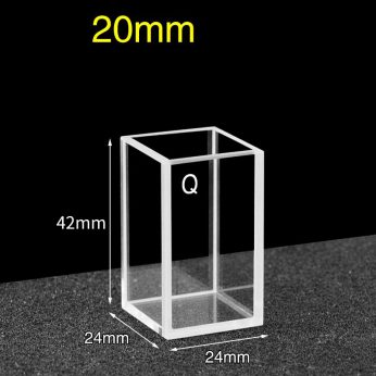 Quartz 20mm Cuvette Sample Cell, 7ml, Standard 80, Five-Way Light, Quartz Cover, 1pc/ea, C205CS