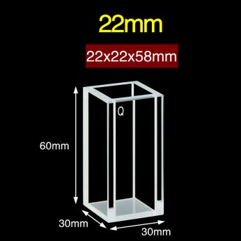 Quartz 22mm Quartz Fluorescence Cuvette, 22.4ml, Sintered 83, Four-Way Light, PTFE Cap, 1pc/ea, C224CR1