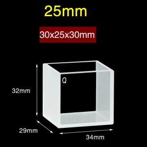 Quartz 25mm Quartz Two-Way Cuvette, 18ml, Standard 80, Two-way Light, No Cover, 1pc/ea, C252CR