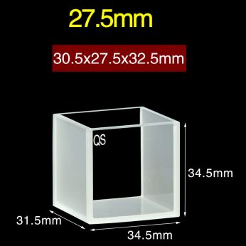 Quartz 27.5mm Quartz Two-Way Cuvette, 21.8ml, Sintered 83, Two-way Light, PTFE Cap, 1pc/ea, C27.52CR