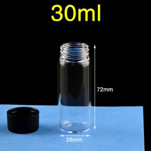 Quartz Screw-Cap Bottle, 30ml, Ø28×72mm, JGS2, PP Cap with PTFE Gasket, 1pc/ea, C301TS