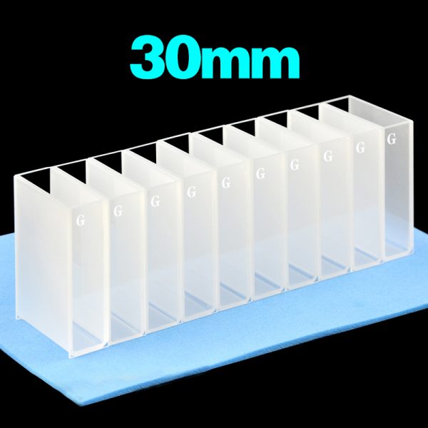 C302CA11 30mm Glass Cuvette 10.5ml Two way Light PTFE Cap pack of ten