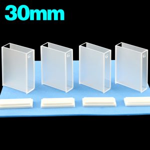 Glass 30mm Glass Cuvette, 10.5ml, Sintered 80, Two-way Light, PTFE Cap, Pack of Four, C302CA8