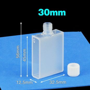 Quartz 30mm Threaded Cuvette, 10.5ml, Sintered 83, Two-Way Light, Screw Cap, 1pc/ea, C302TR