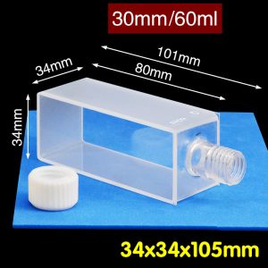 Quartz 30mm Threaded Cuvette, 60ml, Sintered 83, Two-Way Light, Screw Cap, 1pc/ea, C302TS