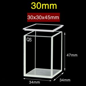 Quartz 30mm Cuvette With Cover Made Of Quartz For Fluorescence, 32.4ml, Sintered 83, Four-Way Light, Quartz Cover, 1pc/ea, C304CR7