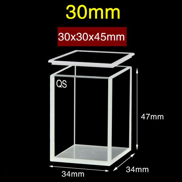 C304CR7 30mm Cuvette With Cover Made Of Quartz For Fluorescence 32.4ml Four Way Light Quartz Cover 1pc ea