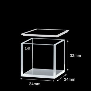 Quartz 30mm Standard Cuvette With Lid, 27ml, Sintered 83, Four-Way Light, Quartz Cover, 1pc/ea, C304CR8