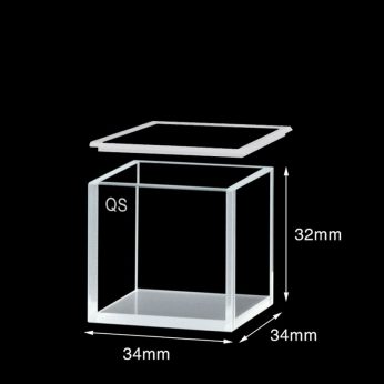 Quartz 30mm Standard Cuvette With Lid, 27ml, Sintered 83, Four-Way Light, Quartz Cover, 1pc/ea, C304CR8