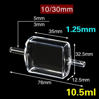 Quartz 10/30mm Fluorescence Flow Cuvette, 10.5ml, Standard 80, Four-Way Light,  1pc/ea, C304WS