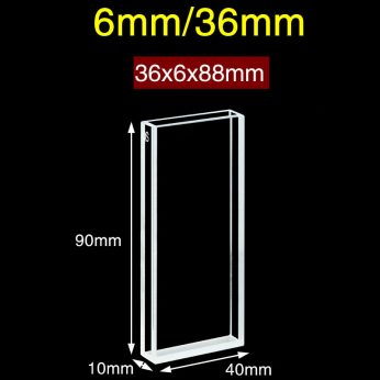 Quartz 36/6mm Quartz Fluorescence Cuvette, 15ml, Sintered 83, Four-Way Light, PTFE Cap, 1pc/ea, C364CR