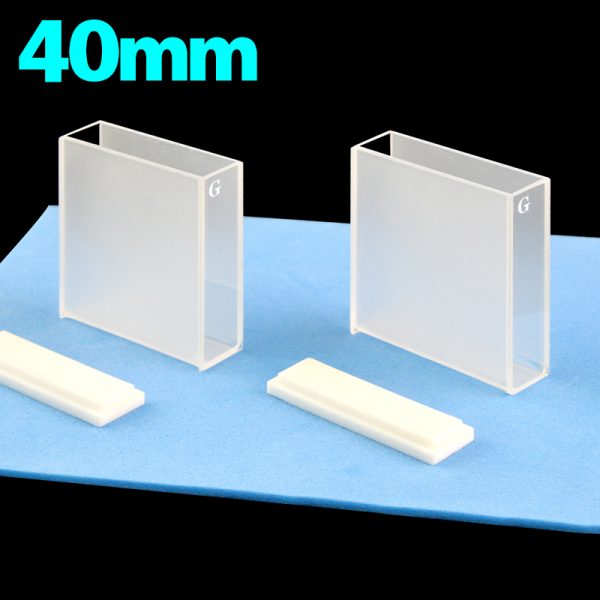 C402CA6 40mm Glass Cuvette 14ml Two way Light PTFE Cap Pack of Two
