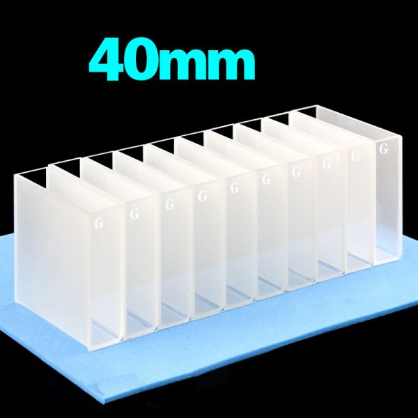 C402CR5 40mm Glass Cuvette 14ml Two way Light PTFE Cap Pack of ten
