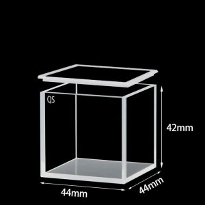 Quartz 40mm Standard Cuvette With Lid, 64ml, Sintered 83, Four-Way Light, Quartz Cover, 1pc/ea, C404CR4