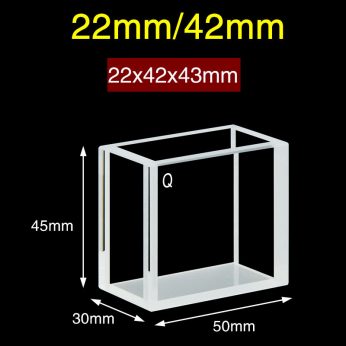 Quartz 42/22mm Quartz Fluorescence Cuvette, 31.7mm, Sintered 83, Four-Way Light, PTFE Cap, 1pc/ea, C424CR
