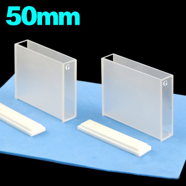 C502CA6 50mm Glass Cuvette 17.5ml Two way Light PTFE Cap Pack of Two