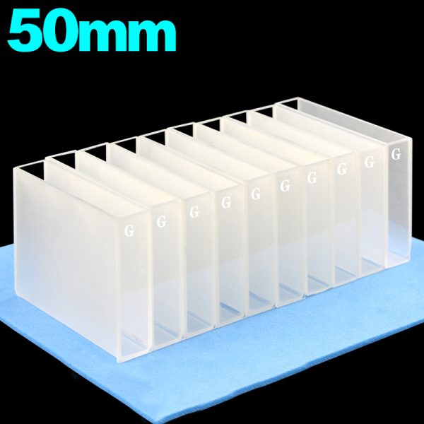 C502CA7 50mm Glass Cuvette 17.5ml Two way Light PTFE Cap pack of ten