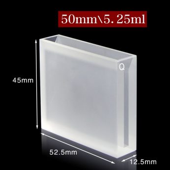 Quartz 50mm Micro Volume Cuvette, 5.25ml, Standard 80, Two-way Light, PTFE Cap, 1pc/ea, C502CS4
