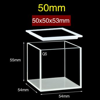 Quartz 50mm Capped Fluorescence Cuvette, 125ml, Standard 80, Four-Way Light, Quartz Cover, 1pc/ea, C504CS2