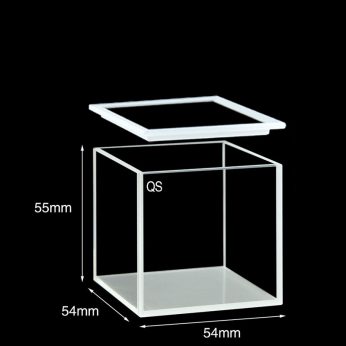 Quartz 50mm Standard Cuvette With Lid, 125ml, Standard 80, Four-Way Light, Quartz Cover, 1pc/ea, C504CS3