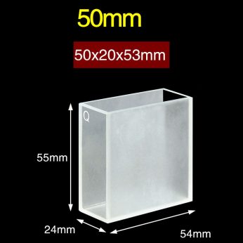 Quartz 55mm Quartz Two-Way Cuvette, 42.4ml, Standard 80, Two-way Light, PTFE Cap, 1pc/ea, C552CS
