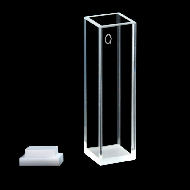 Standard quartz cuvette with PTFE stopper for volatile or air-sensitive samples on Jasco, Beckman, and Biochrom instruments