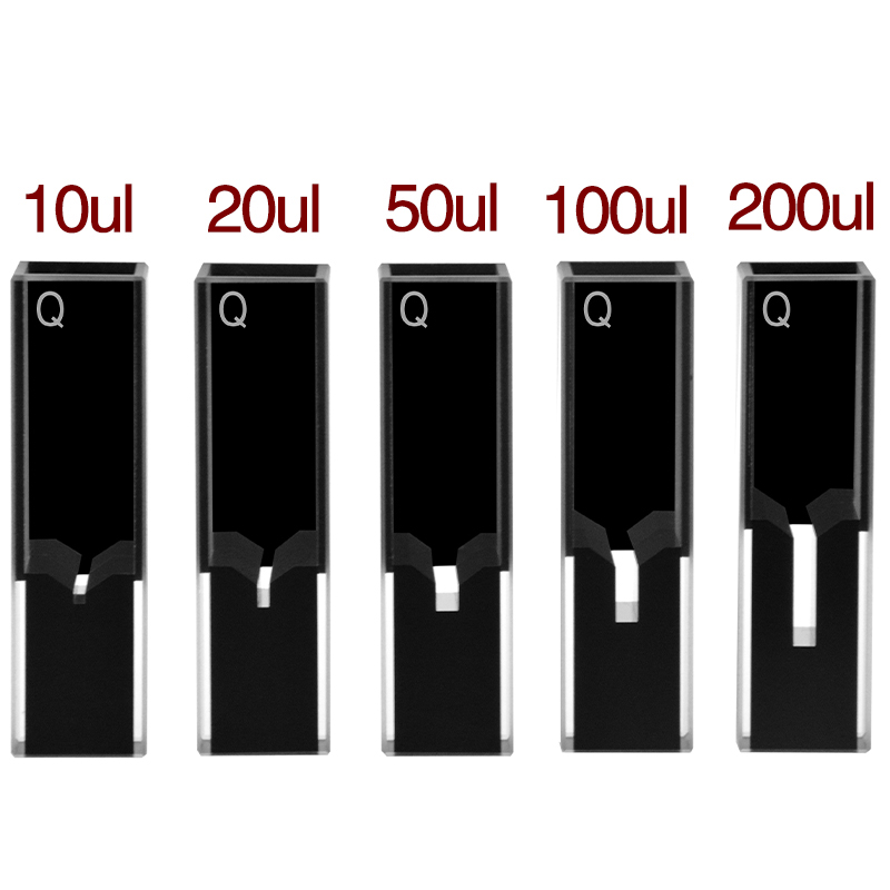 Quartz ultra-micro fluorescence cuvette 10 to 200 microliter sample volume