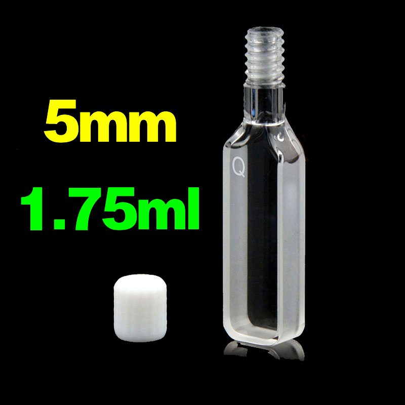 Cuve en quartz à bouchon à vis 5 mm MachinedQuartz, 1,75 mL, Sintered 83, pour l'absorbance de milieu de gamme stable au transport