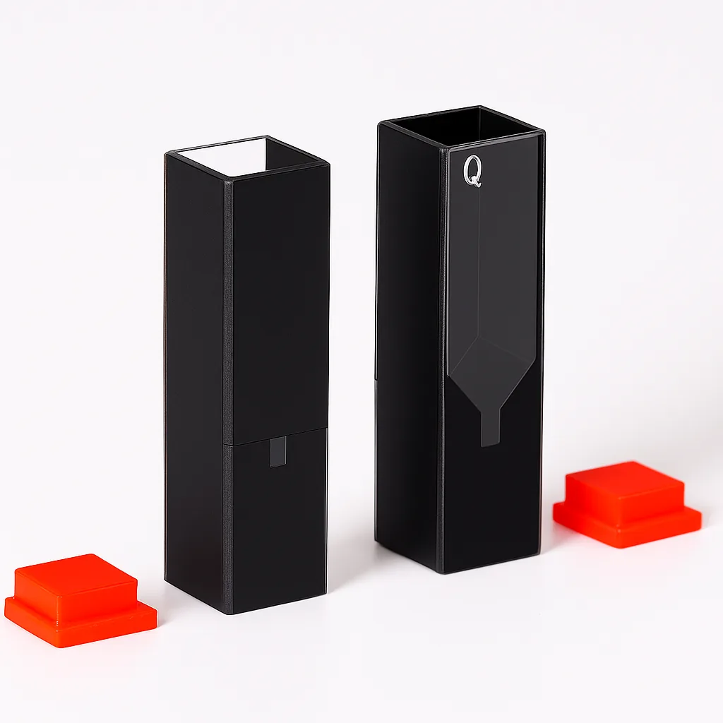 Black masked sub-micro quartz cuvettes