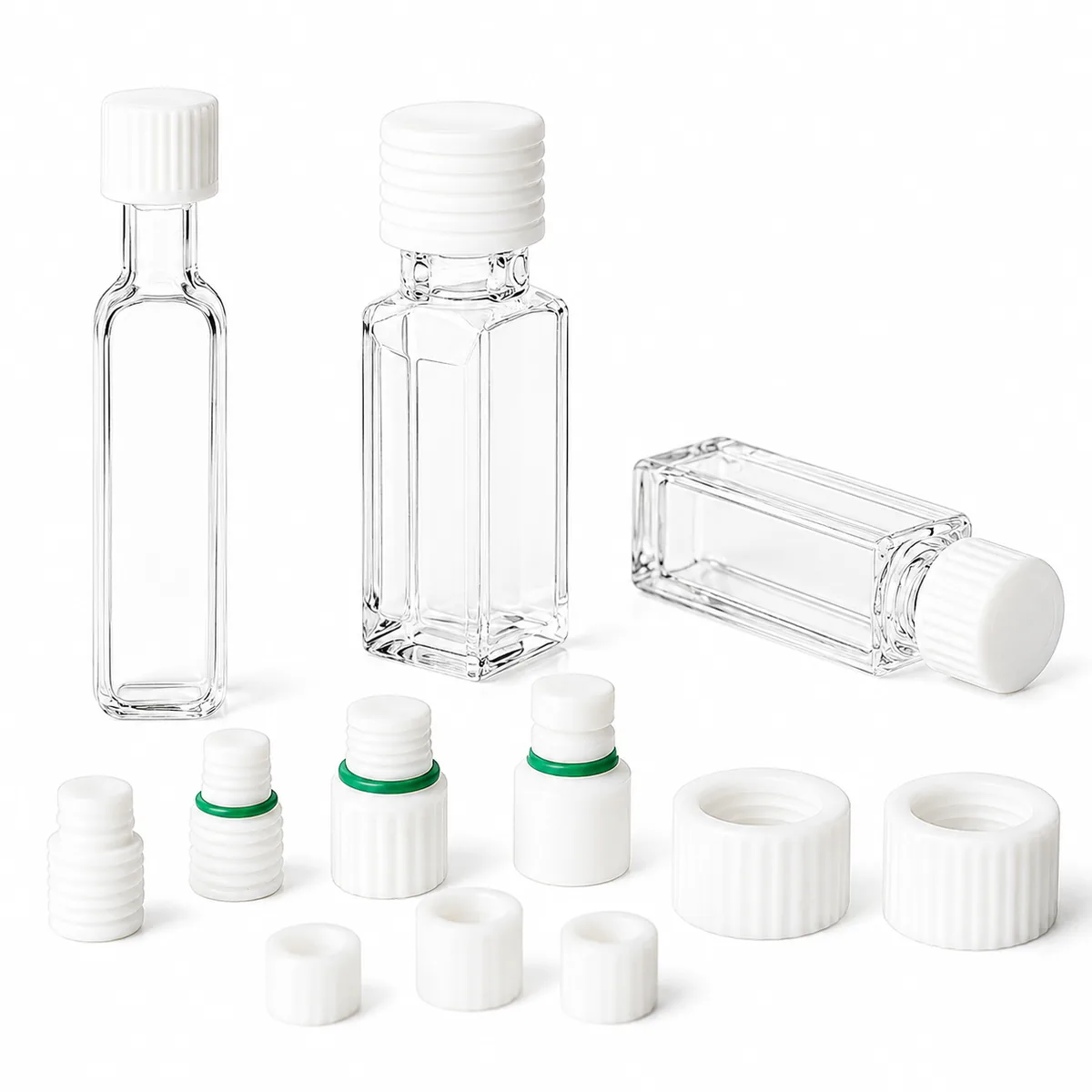 Sealed screw cap quartz cuvettes
