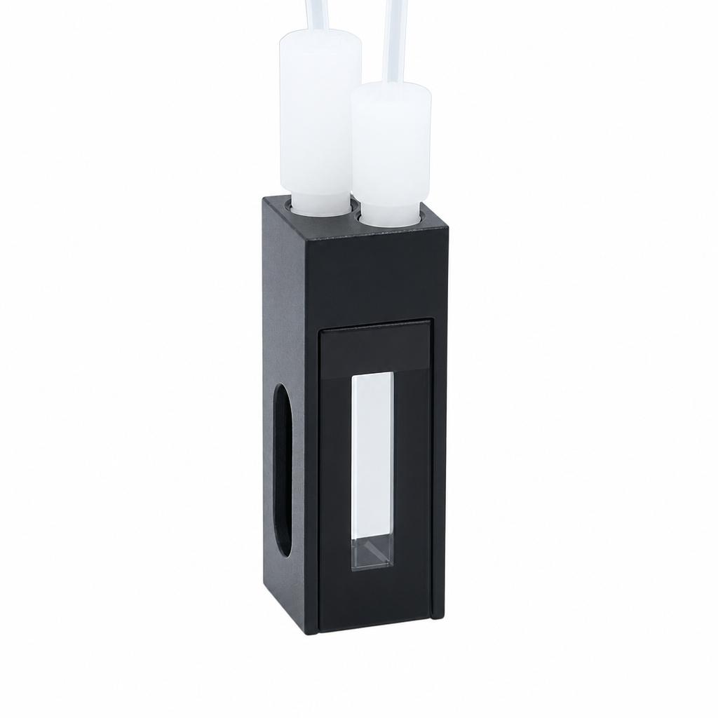 Quartz Fluorescence Flow Cell, 600 µL, 10 mm Path, 3.5 × 17.5 mm Window