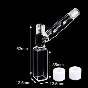 (MQQFL014) Quartz Dual-Channel Fluorescence Cuvette, 10 mm path length, 3.5 mL capacity, four-side light transmission, screw closures, 1 piece