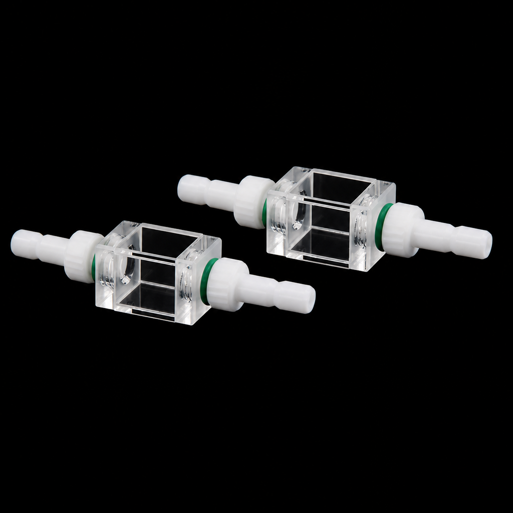 White threaded flow cuvette connector