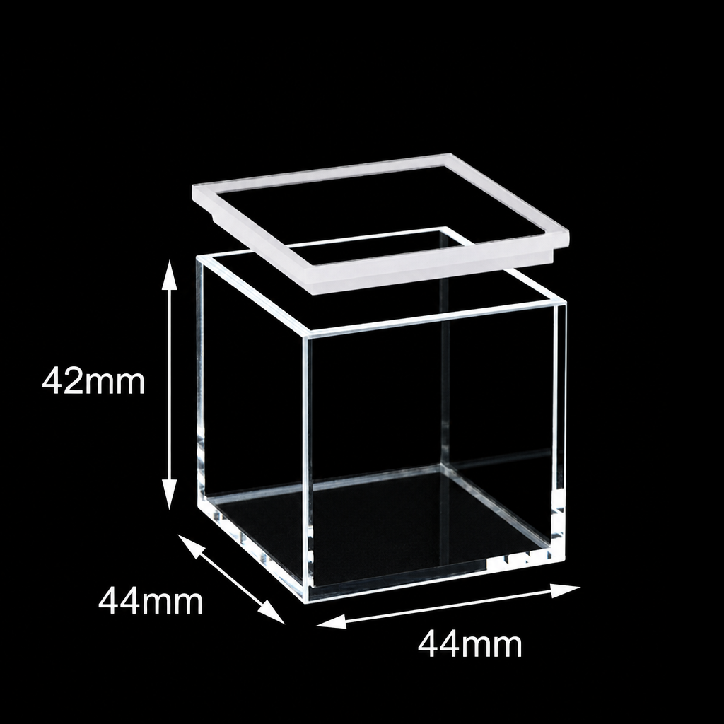 (MQQHC013) Quartz Square Reaction Cell, 40 mm Path Length, 44 × 44 mm, 42 mm, 40 × 40 × 40 mm, Five-Way Light, With Quartz Lid, Molded 83, 1 Piece