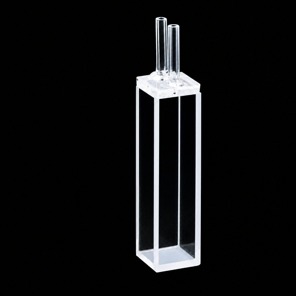 (MQQFL019) Quartz Fluorescence Flow Cell, Path Length: 10 mm, Capacity: 3.5 mL, Four-Side Light-Transmitting Design