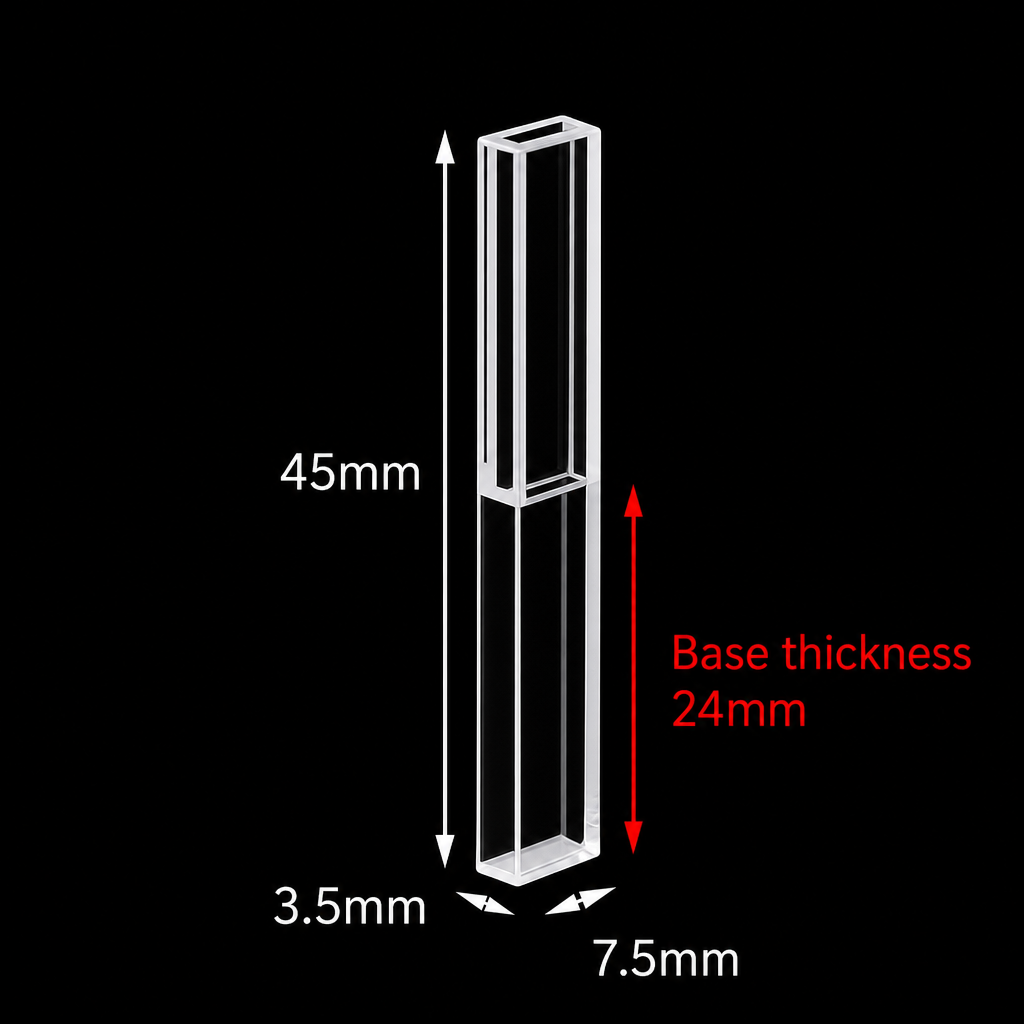 Quartz Cuvette, 80 µL, Dual 5 mm and 1 mm Paths, Four-Side Transmission