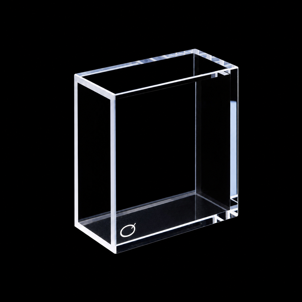 Quartz Sample Cell, 40 mL, 50/20 mm, 55 × 25 × 53 mm, Quartz, Five-Way Light, 1 Piece