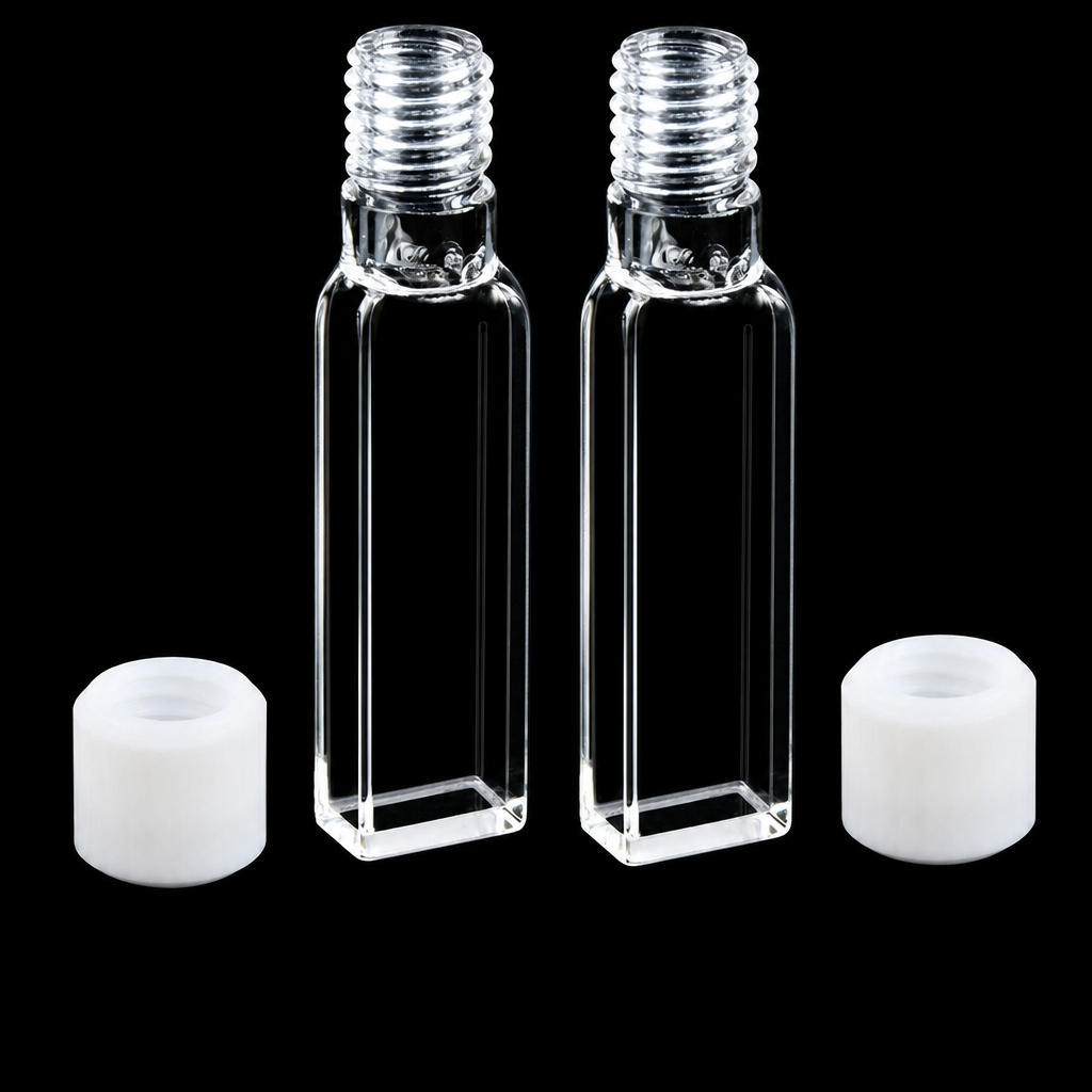 (MQQSC030) Quartz Screw-Top Cuvette, 5 mm Path, 1.75 mL, Four-Side Light Transmission, 2 Pieces