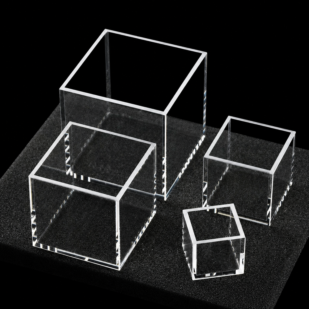 Quartz Square Reaction Cell, 32 mm, 30 × 30 × 30 mm, No Lid, Quartz, Five-Way Light, Molded 83, 1 Piece