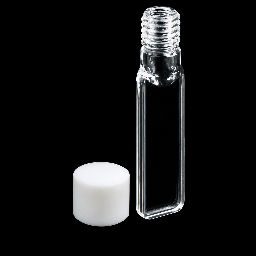 (MQQSC020) JGS-3 Infrared Quartz Screw-Top Cuvette, 1 mm Path, 350 µL, Four-Side Transmission