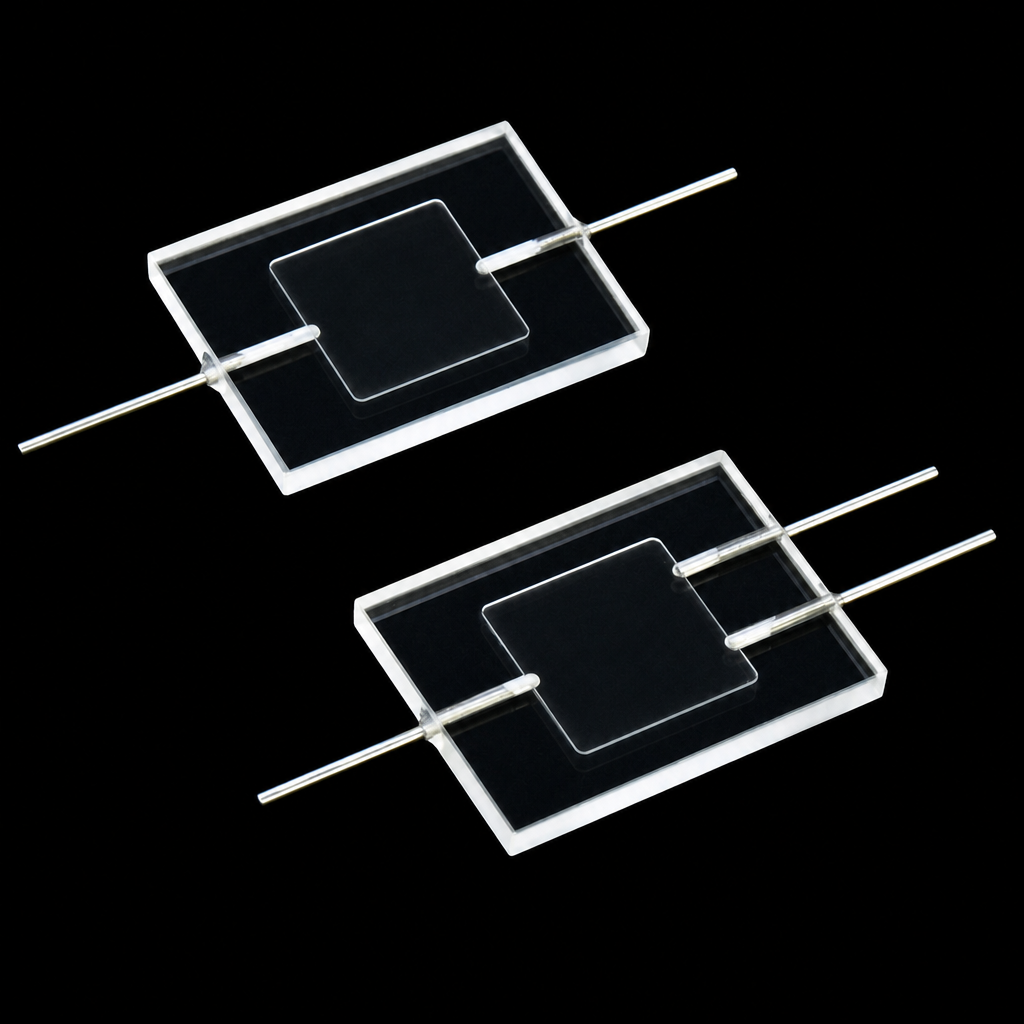 (MQQFC101) Quartz Counting Flow Cell, 0.25 mm Path Length, Two-Sided Light Transmission, Style 1, Cemented Construction, 1 Piece