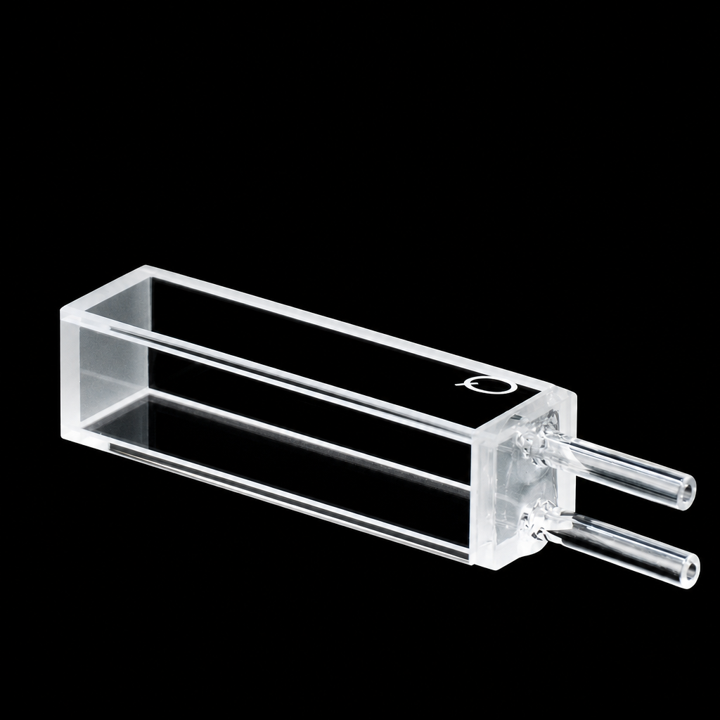 (MQQFL019) Quartz Fluorescence Flow Cell, Path Length: 10 mm, Capacity: 3.5 mL, Four-Side Light-Transmitting Design