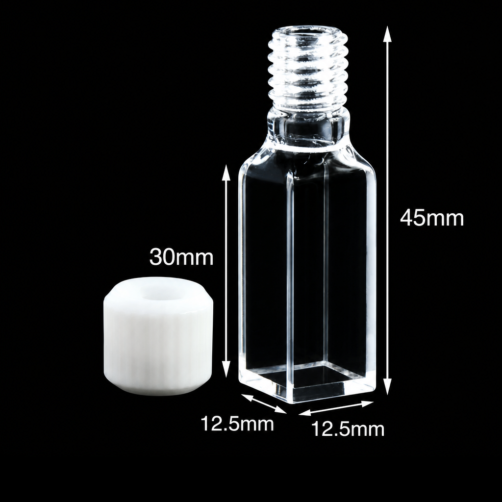 (MQQSC060) Quartz Short-Body Screw-Top Cuvette, 10 mm Path, 2.5 mL, Five-Side Light Transmission, 1 Piece