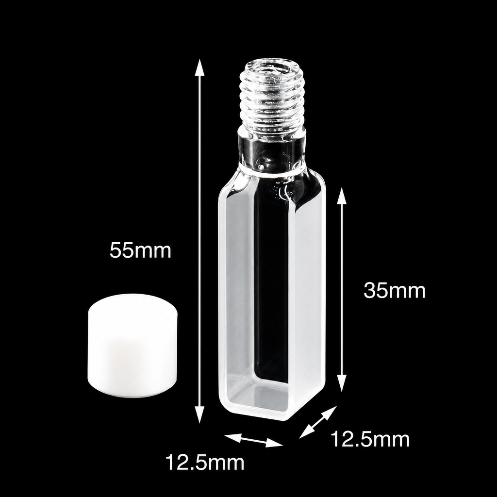 JGS-3 Infrared Quartz Screw-Top Cuvettes, 3.5 mL, 10 mm Path, 2-Pack