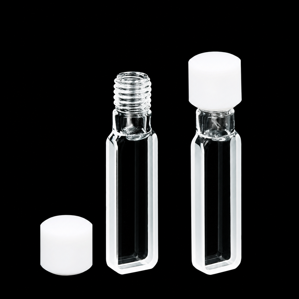 Quartz Screw-Top Cuvette, 3 mm Path, 1.05 mL, Two-Side Transmission, 2-Pack